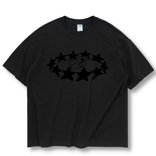 T-shirt/ With Stars Oversized Printed black tee