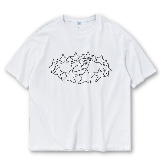 T-shirt/ With Stars Oversized Printed white tee